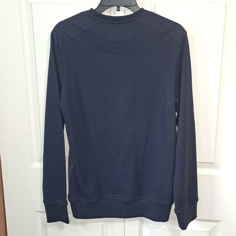 Celio Pullover Sweatshirt-Navy Blue Chevron Pattern-Cotton-S - Picture 3 of 6